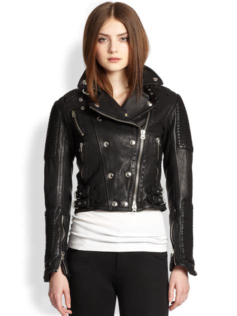 burberry leather jacket women's.